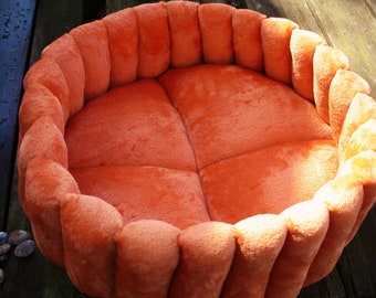Cat bed, orange pet bed, small dog bed, kitty bed, deep bed, round bed, cup bed, pet bed, puppy bed, orange cat bed, washable pet bed