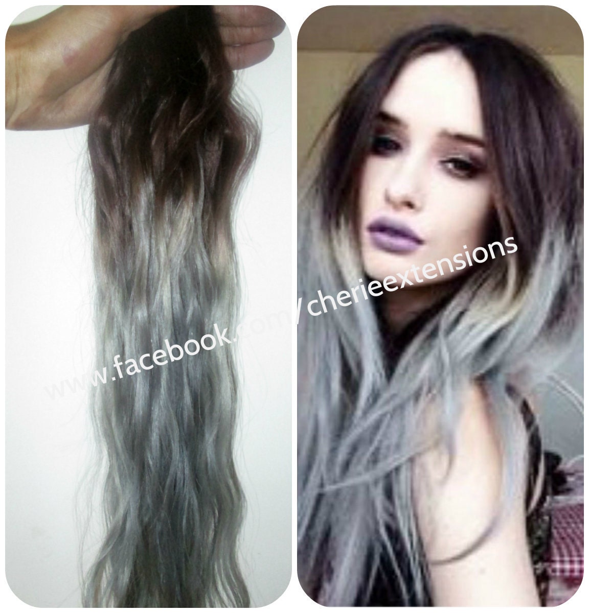 Sale Ombre Balayage Grey Human Weft Weave Hair Extensions