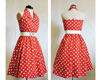 Red 50s Polkadot Rockabilly Dress