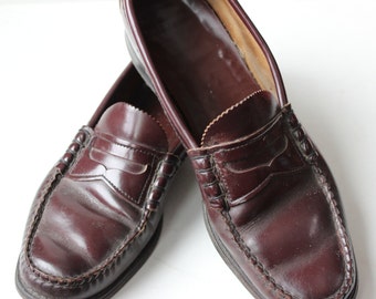 Vintage Penny Loafers Cordovan Leather Men's size 9 1/2 Vintage Mens Shoes