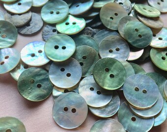 30 Green Aqua Mother of Pearl Buttons 24L 15mm for Knitting, Jewelry, Garments, Crafts BU 167