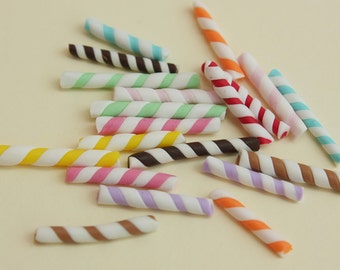 20 CANDY STICKS/Colorful straws combination Faux Candy Cupcake Topping Miniature Sweets Deco Deco-den