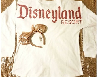 White Glitter Disneyland Jersey | Disney Spirit Shirt | Disneyland Inspired Jersey | Minnie Mouse | Disneyland Pom Pom Jersey