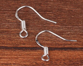100pcs .925 Earring Hooks - 16mm Earwires - 24 Gauge - Sterling Silver Earring Hooks - Silver french hooks -Silver Earring Hooks