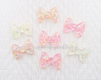 6pcs - Confetti Ruffle Bow Mix Decoden Cabochon (36x27mm) BBM013