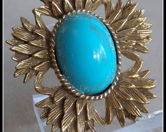 Vintage Brooch Faux Turquoise