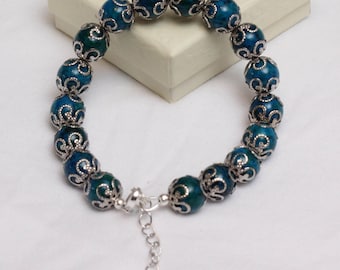 Blue Green Azurite Adjustable Bracelet