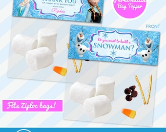 Do You Want To Build A Snowman, Frozen Favor, Personalize Bag Toppers, Disney Frozen Treat Bag Topper - Birthday Party Printable Olaf