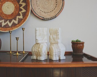 bookends vintage alabaster bookends boho decor marble book holder mid century modern book shelf decor genuine alabaster marble book ends