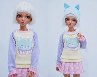 Slim MSD Minifee or SD BJD Sweater - Kawaii Meow