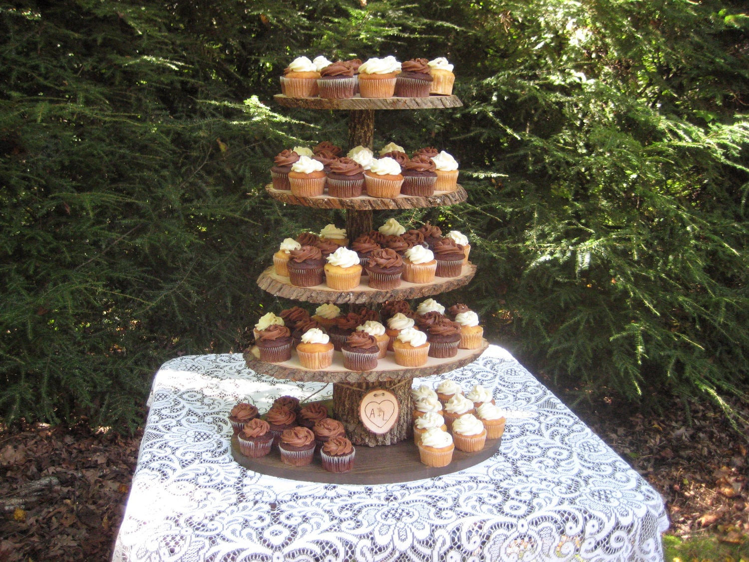Rustic Cupcake Stand Wedding Wood Dessert Bar 5 Tier X Large Rustic Cupcake Stand Wedding Wood Dessert Bar 5 Tier X Large