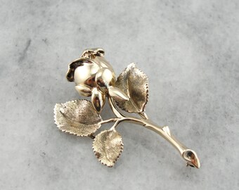 Vintage Briar Rose: Beautiful Golden Rose Brooch 2H4RKR-D