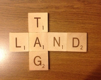 2 inch scrabble tiles with stands.