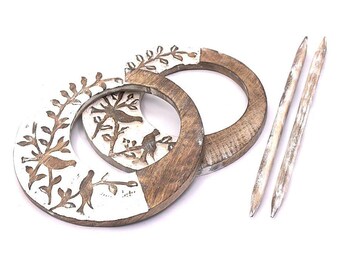 Wooden Curtain Tie backs Drapery Holdbacks Rustic Set of 2 Home Decorative