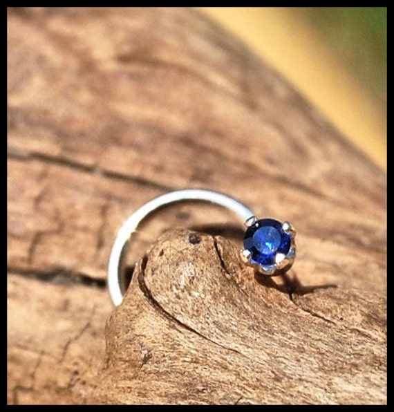Sapphire Nose Stud / Sterling Nose Ring / Blue Nose Jewelry