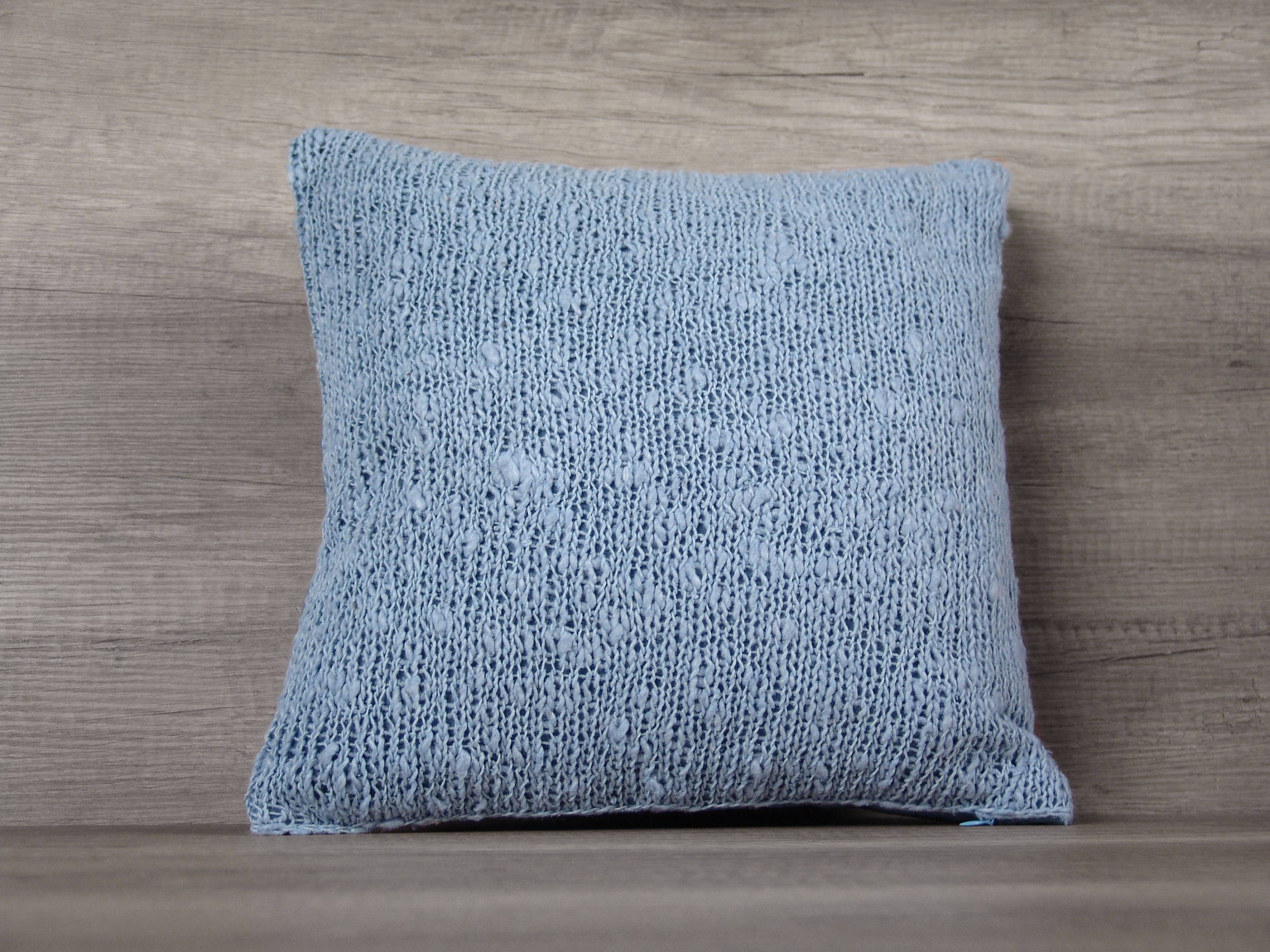 Light blue knitted euro pillow covers teal blue knit