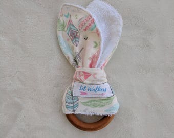 Wooden Teething Ring - Bunny Ear Teething Ring