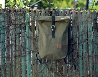 Green Waxed Canvas and Backpack