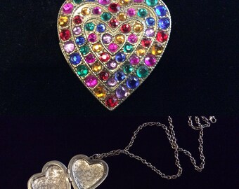 1970s Rhinestone Locket Multi Color