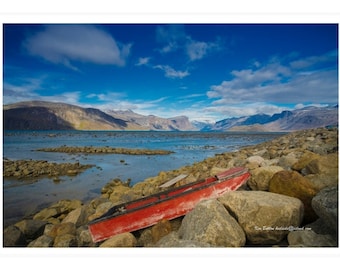 Pangnirtung Waterfront with Red Boat