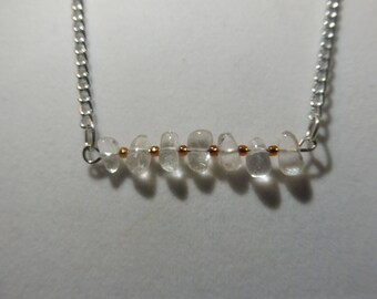 Quartz Crystal Bar Necklace | Quartz Gemstone Necklace | Gemstone Necklace