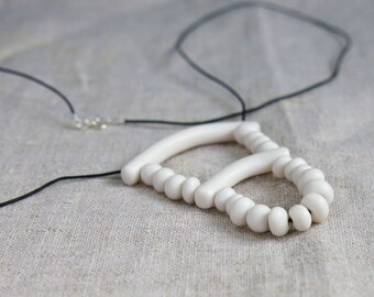 Handmade porcelain beaded necklace, Ceramic jewelry, Gift for her