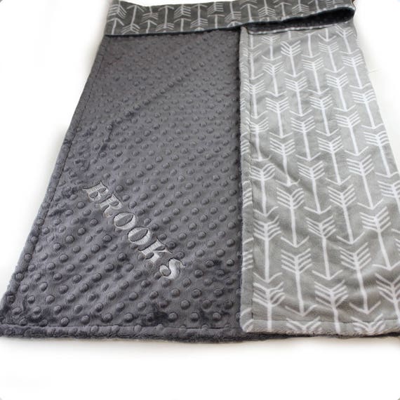 Gray Arrow Toddler Blanket, 48 x 60 in Personalized Blanket, Kids Minky Blanket Boy, Minky Throw Blanket, Silver Gray Arrow Blanket