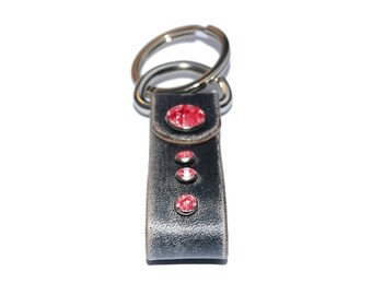 Black Leather Keychain / Leather Key Fob, Mens Keychain, Leather Key Holder / Key Ring, Leather Key Wristlet, Key Ring Holder