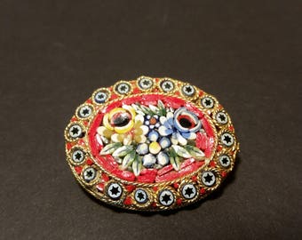 Vintage Micro Mosiac Brooch