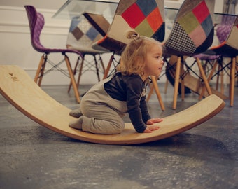 Montessori toy, Baby cradle, Waldorf rocker board, Balance board, Curvy board, Birthday gift, Kids toy, Wood board, Wood toys, Wooden toys