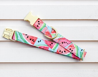 Watermelon collar, girl dog collar, dog collars, pink dog collar, girl dog collas, dog collars, summer dog collar, rose gold dog collar