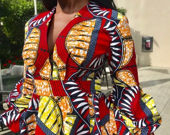 African clothing Ankara Top Puffed Sleeve Top