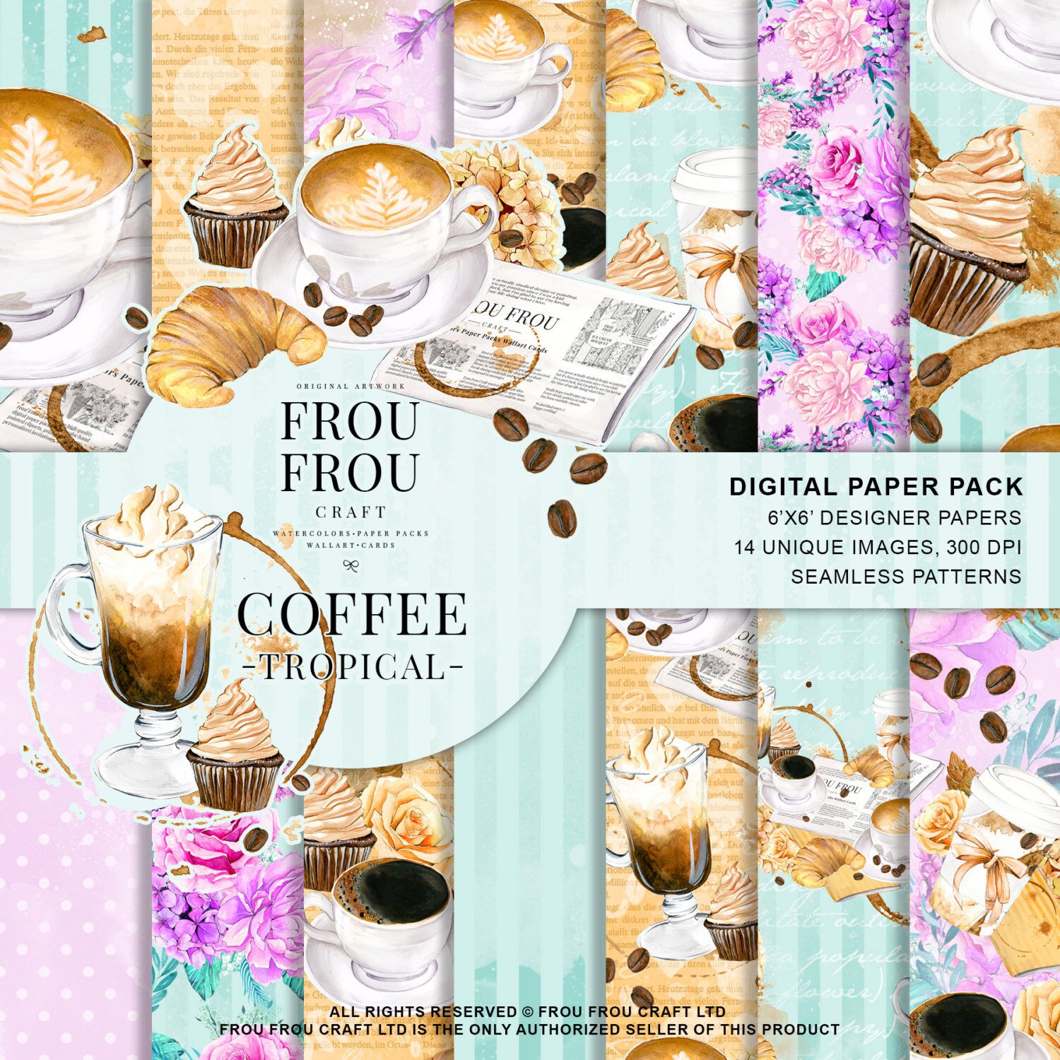 Coffee Scrapbook Paper Coffee Digital Pack Bakery Background