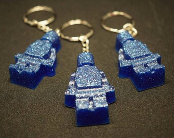 Keychain blue lego inspired.