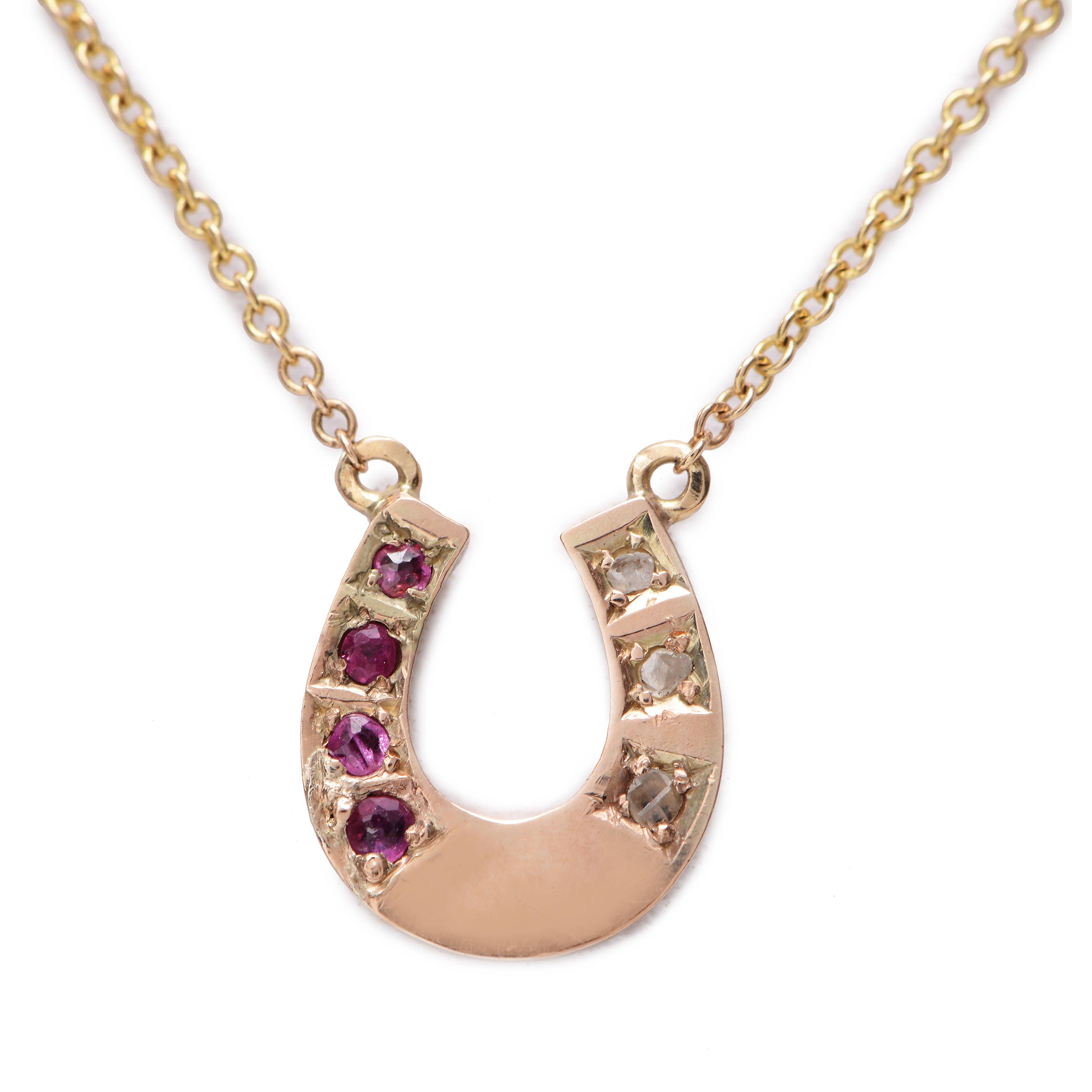 Ruby and Diamond Horseshoe Necklace