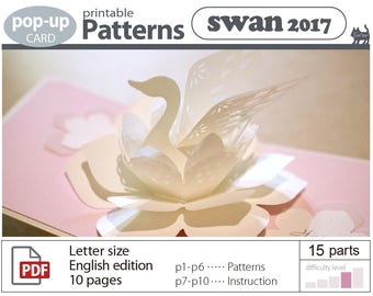 pop-up card _pattern__swan (digital download file)