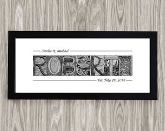 Wedding Gift for Couple, Personalized Wedding Gift, Wedding Shower Gift, Gift for Bride, 1st Anniversary Gift, Wedding Gift, Last Name Gift