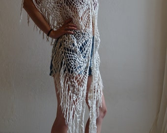 Gipsy Schal weiss Boho Hippie Festival burning man