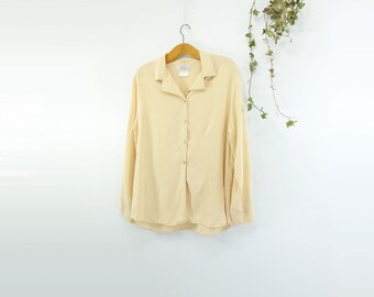 Vintage Silk Blouse 80s Silk Blouse Cream Silk Blouse 80s Silk Shirt m / l