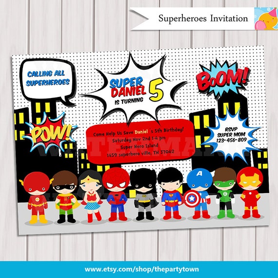 printable superhero invitations
