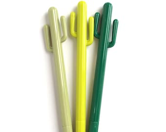 Set of 3 Cactus Gel Pen Green / Yellow / Sand