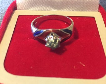 Natural raw green diamond silver ring