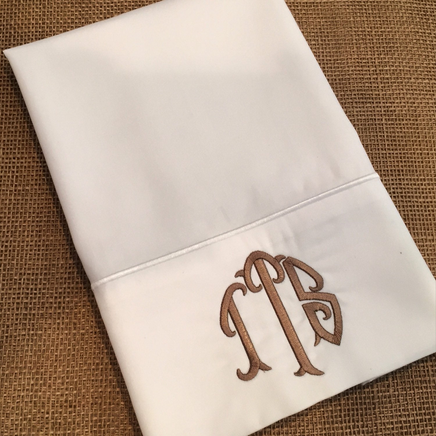 Set of monogrammed pillow cases / two pillowcases with