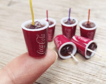 1/2pcs.Miniature Coke Cup,Miniature Coke,Dolls and Miniature,Miniature Beverage ,Miniature drink,Dolls house Food,Miniature Food,Coke,cup