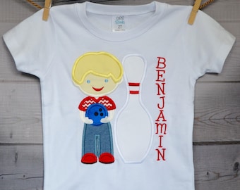 Personalized Bowling Bowler Boy Applique Shirt or Bodysuit