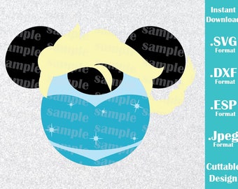 INSTANT DOWNLOAD SVG Disney Inspired Princess Elsa Frozen Mickey Ears for Cutting Machines Svg, Esp, Dxf and Jpeg Format Cricut Silhouette