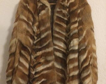 Vintage fur leather jacket / coat