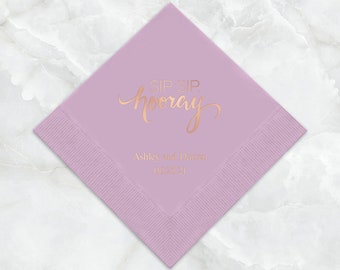 Set of 100 Sip, Sip, Hooray Wedding Napkins - Printed Napkins - Wedding Napkins - Wedding Cocktail Napkins - Luncheon Wedding Napkins