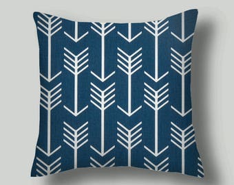 Blue Pillow Cover, 18 inch covers, Arrow Print. Pillow Covers Throw Pillows Pillows Accent Pillows Pillows Fabric front & back