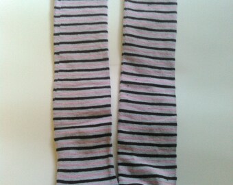 Pink Gray Dark Blue Striped Leg Warmers